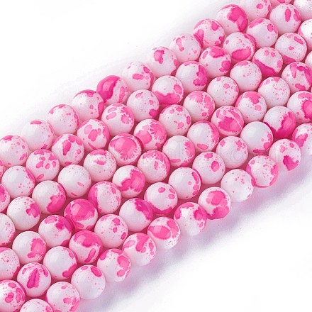 Baking Painted Glass Beads Strands GLAA-F096-C-55-1