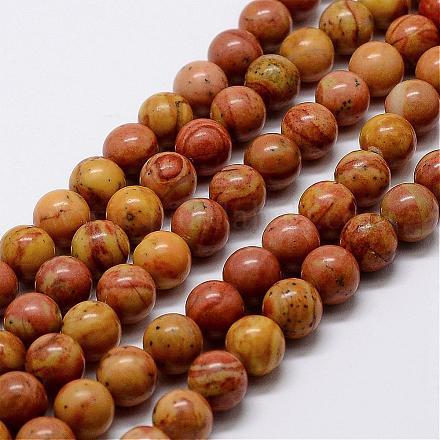 Natural Wood Lace Stone Beads Strands G-D863-8mm-1
