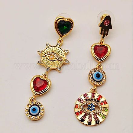 Серьги-гвоздики с эмалью от сглаза из сплава FS-WGB3014-01-1