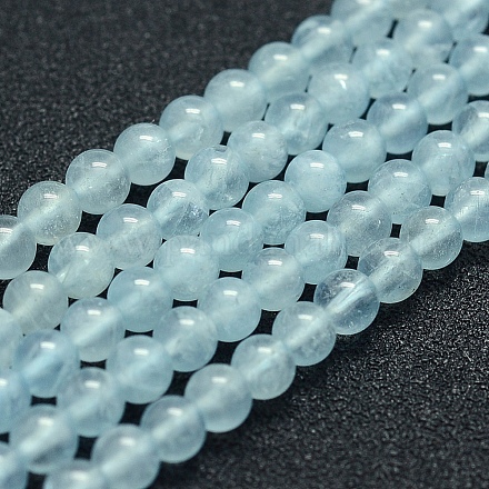 Chapelets de perles en aigue-marine naturelle G-P342-10-4mm-A++-1