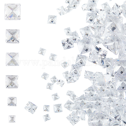 HOBBIESAY 200pcs 6 Size Square Cubic Zirconia Cabochons Loose CZ Stones Faceted Cabochons Flatback Crystal Rhinestone Diamante Gems for Earring Bracelet Pendants DIY Jewelry Making ZIRC-HY0001-01-1