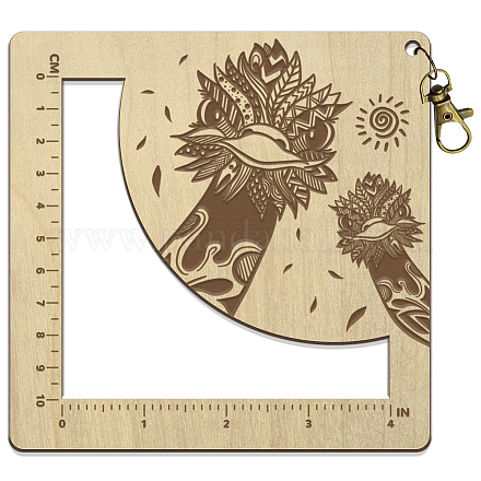 Regla de ganchillo con marco cuadrado de madera DIY-WH0537-010-1