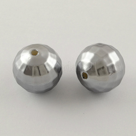 ABS Plastic Imitation Pearl Faceted Round Beads MACR-S251-A62-1