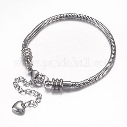 304 acero inoxidable pulseras de cadenas de serpiente redondas europeas STAS-J015-04-1