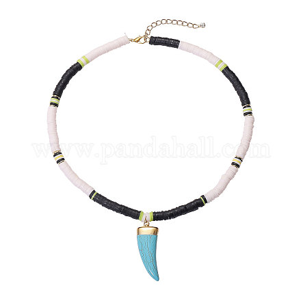 Handmade Polymer Clay Heishi Beads Pendant Necklaces sgNJEW-JN02816-1