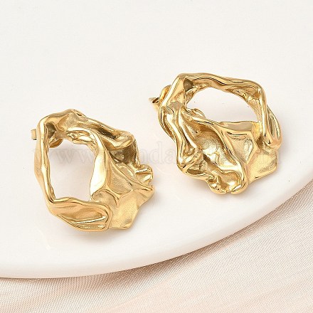 Серьги-гвоздики из искусственного жемчуга ABS из нержавеющей стали 304 EJEW-K268-60G-1