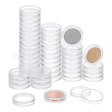 プラスチック製のコイン収納ボックス  フラットラウンド  透明  19.5x4.5mm  内径：16mm&nbsp;CON-WH0099-89-1