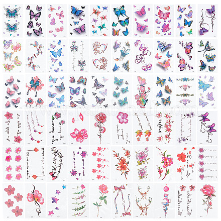 Craspire 2 Set 2 Stil Schmetterling & Blumenmuster temporäre Tattoos Aufkleber DIY-CP0007-22B-1
