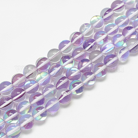Chapelets de perles en pierre de lune synthétique G-S300-117E-10mm-1