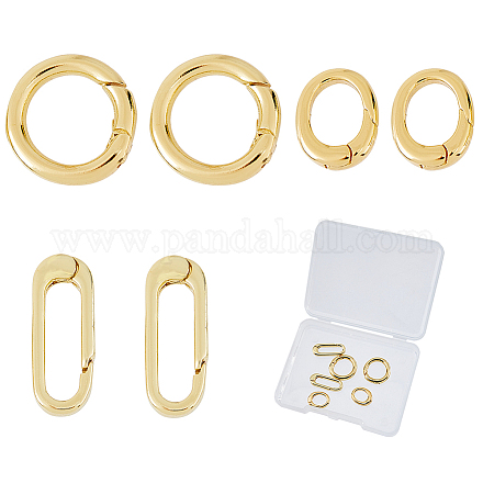 6 шт. 3 стиля латунных пружинных затворных колец KK-HS0015-07-1