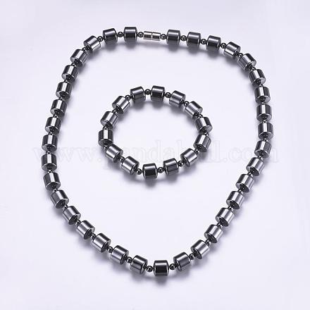 Non-Magnetic Synthetic Hematite Jewelry Sets SJEW-P146-04-1