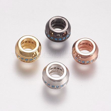 Perles européennes en laiton avec zircone cubique de micro pave ZIRC-E143-18-1