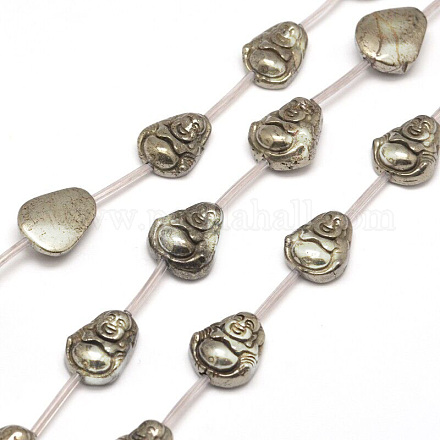 Buddha natürliche Pyrit Perlen Stränge G-I125-55-1