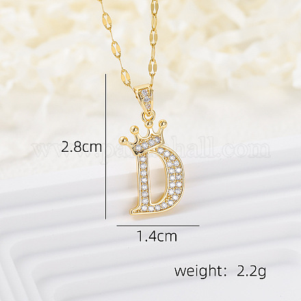 Латунные микропаве прозрачные кубические цирконии корона инициал кулон ожерелья FS-WGD727C-04-1
