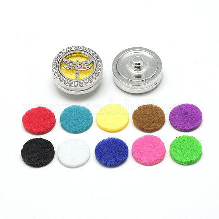 Alloy Rhinestone Diffuser Locket Snap Buttons SNAP-S008-09-1