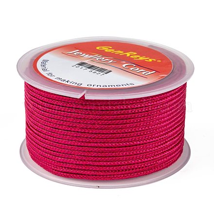 編み込みナイロン糸  染め  濃いピンク  2.5mm  約10.93ヤード（10m）/ロール NWIR-Z001-02-1