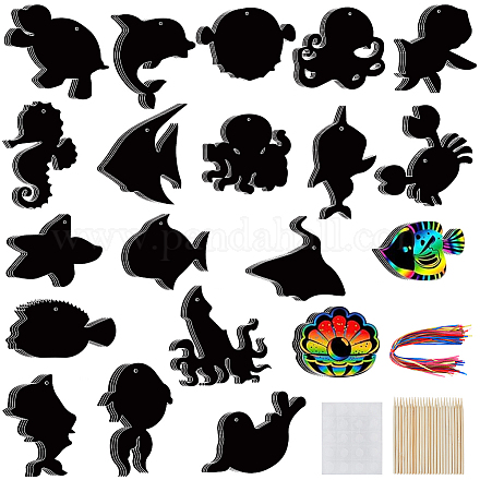 Наборы для украшения подвесок из радужной бумаги с царапинами&nbsp;DIY-WH20013-21B-1