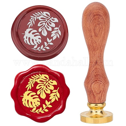 Brass Wax Seal Stamps with Rosewood Handle AJEW-WH0412-0131-1