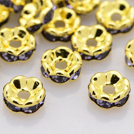 Perles séparateurs en laiton avec strass RB-A014-L6mm-18G-1