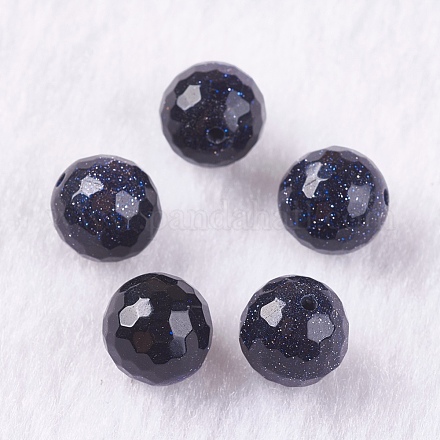 Synthetic Blue Goldstone Beads G-K275-23-8mm-1