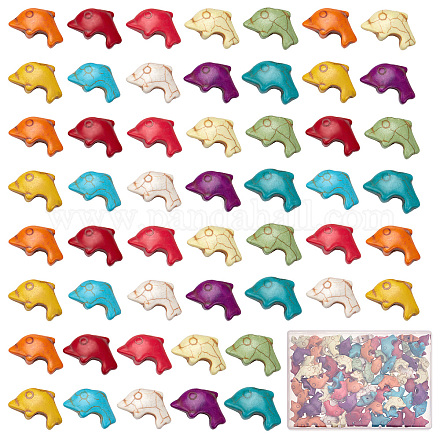 SUNNYCLUE 1 Box 100Pcs 7 Colors Dolphin Beads Turquoise Beads Bulk Sea Animal Bead Ocean Summer Hawaii Healing Bead Fish Spacer Loose Bead for Jewelry Making Necklace Bracelet Earring Women DIY Craft G-SC0002-34-1