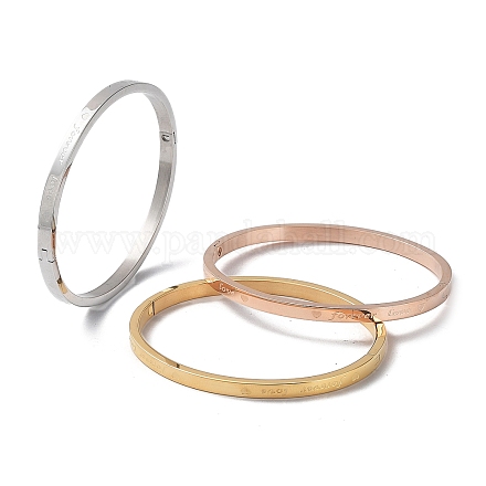 3 pièces 3 couleurs 304 ensemble de bracelets rainurés en acier inoxydable BJEW-F464-02-1