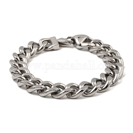 304 bracelet chaîne à maillons cubains en acier inoxydable NJEW-D050-02A-P-1