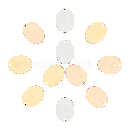 Unicraftale alrededor de 12 piezas 3 colores 20 mm encantos hipoalergénicos ovalados colgantes de acero inoxidable etiqueta en blanco ovalada encantos de colores mezclados para la fabricación de joyas de diy STAS-UN0012-25-1