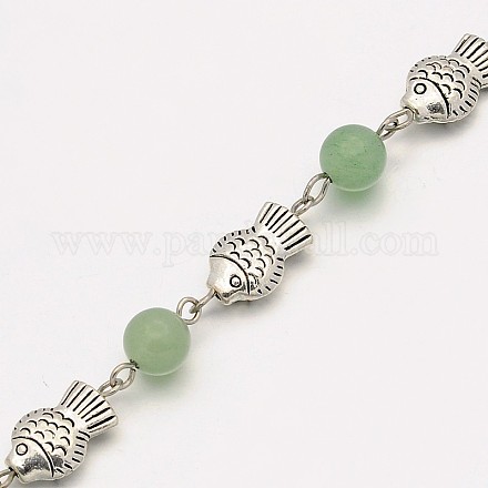Handmade Tibetan Style Fish Pendant Chains for Necklaces Bracelets Making AJEW-JB00093-02-1