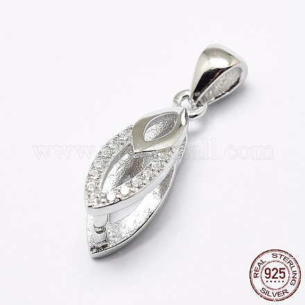 925 gancio per pendente in argento sterling placcato in rodio con micro pavè di zirconi STER-E053-35P-1