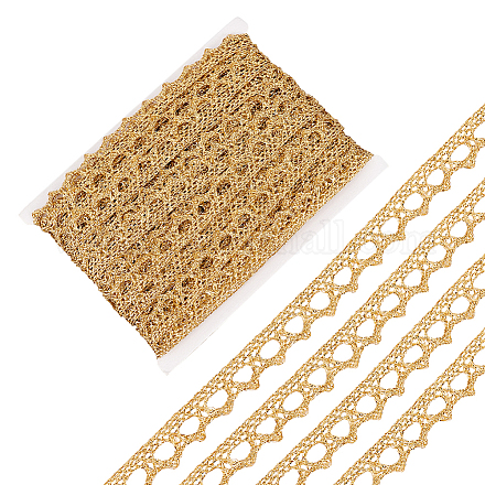NBEADS 20 Yards Gold Lace Ribbon Trim MCOR-WH0003-03D-1