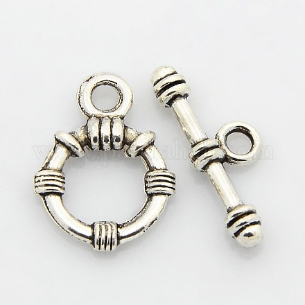 Chiusure toggle anello in lega stile tibetano PALLOY-J471-13AS-1