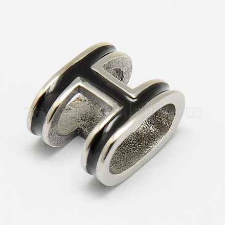 Accessoires de bracelet en cuir de surface lisse breloques émail à glisser 316 en acier inoxydable perles STAS-O030-03-1
