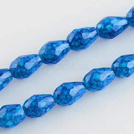 Faceted Spray Painted Drop Glass Beads Strands X-DGLA-S040-26-1
