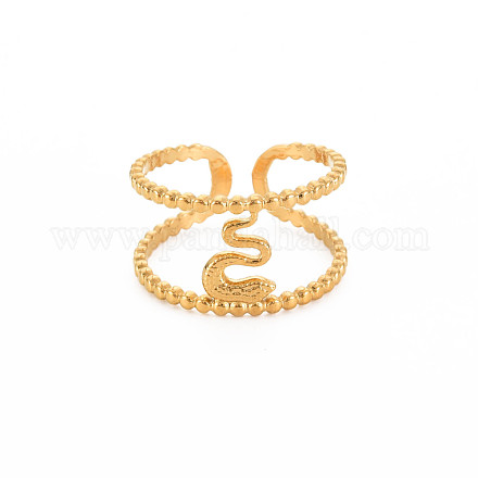 Placage ionique (ip) 304 anneau de manchette large serpent en acier inoxydable pour femme RJEW-S405-239G-1