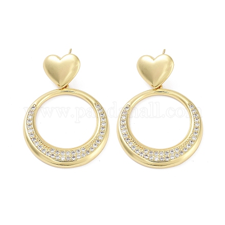 Серьги-гвоздики из латуни с микропаве из кубического циркония EJEW-B047-03G-03-1