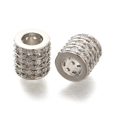 Стойка покрытие латунь микро паве прозрачный кубический цирконий европейские бусины KK-H508-16P-1