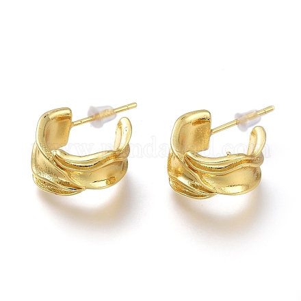 Brass Half Hoop Earrings EJEW-H104-10G-1