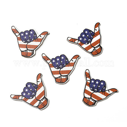 Colgantes grandes con gesto de madera de álamo impreso de una sola cara con tema de la bandera americana WOOD-G014-17-1