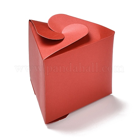 三角キャンディー紙箱  ソリッドカラーのギフト包装箱  結婚式のベビーシャワーのパーティーの好意のために  レッド  10.4x11.9x9cm CON-C004-A04-1