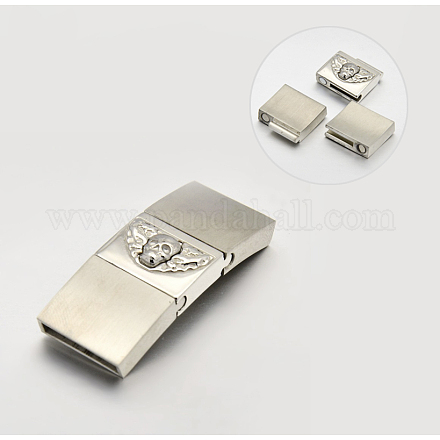 304 Stainless Steel Rectangle with Skull Magnetic Clasps STAS-E073-20-1