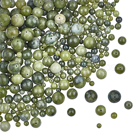 Olycraft 273pcs cuentas de jade de taiwán natural cuentas de roca verde 4mm 6mm 8mm 10mm 12mm cuentas de jaspe natural cuentas redondas de piedras preciosas sueltas piedra de energía para pulsera collar fabricación de joyas G-OC0001-32-1