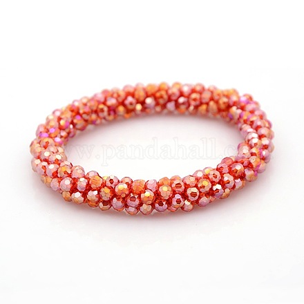 Electroplate Glass Beads Bracelets X-BJEW-F083A-B03-1