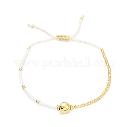 Bracelets de perles miyuki ajustables en graines et laiton tressés pour femmes BJEW-O187-16-1