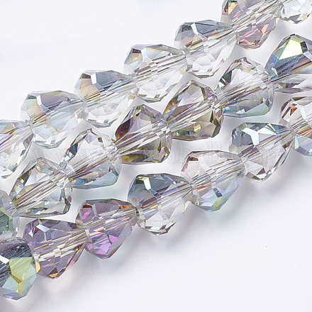 Electroplated Glass Beads Strands EGLA-Q092-10mm-C01-1