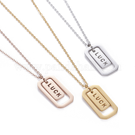 304 Stainless Steel Pendant Necklaces NJEW-O118-01-1