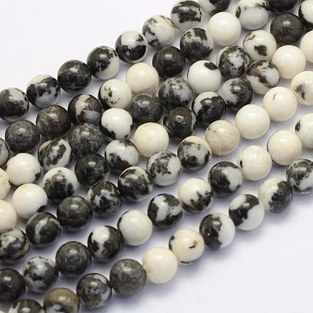 Fili naturali di perle di diaspro nero zebrato G-G697-F02-8mm-1