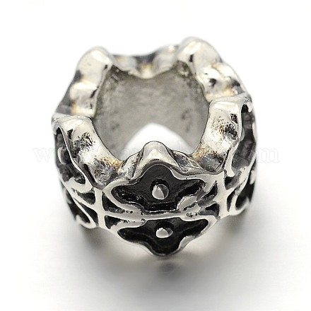 Retro 304 Stainless Steel Big Hole Rondelle Beads STAS-E086-27AS-1