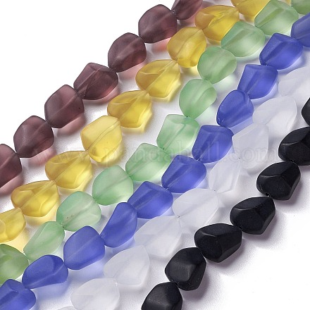 Transparent Frosted Glass Beads Strands FGLA-S001-M02-1