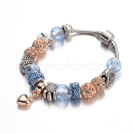 Bracelets en alliage avec perles européennes avec strass BJEW-L602-03-1